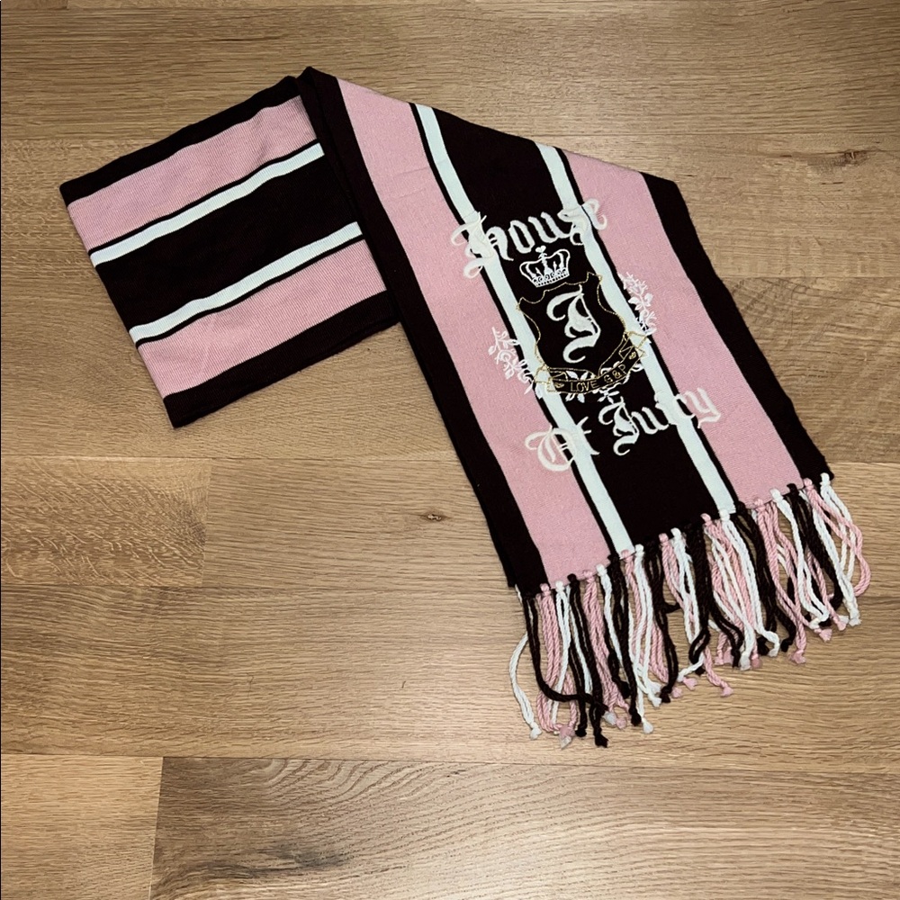 Juicy Couture Knit Scarf  House of Juicy Love G&P Vintage Brown Pink Cream Gold